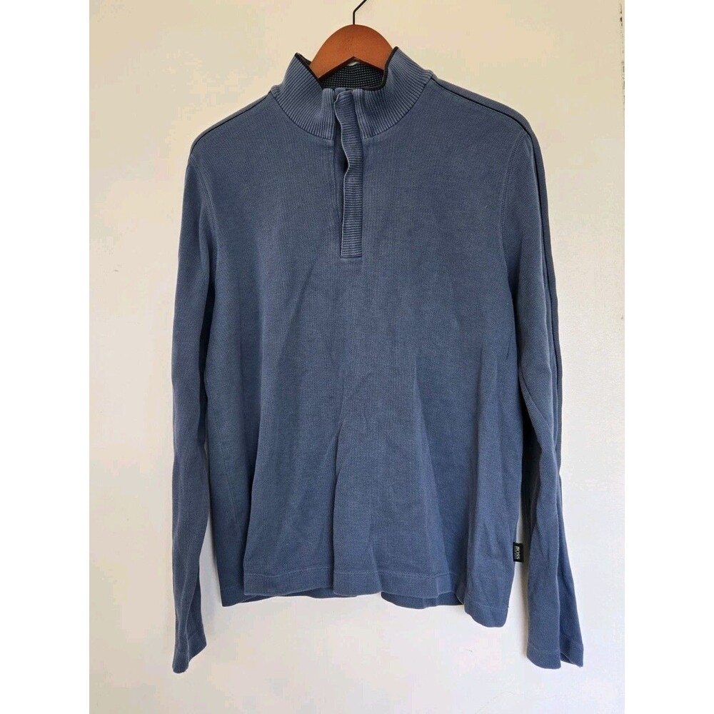 Hugo Boss Sweater Mens M Piceno 01 Regular Fit‎ Quarter Snap Mock Neck Pullover
